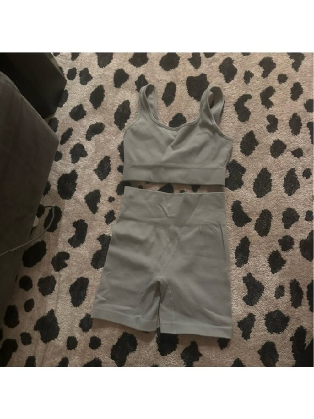 Gray Women's Athletic Top and Shorts Set